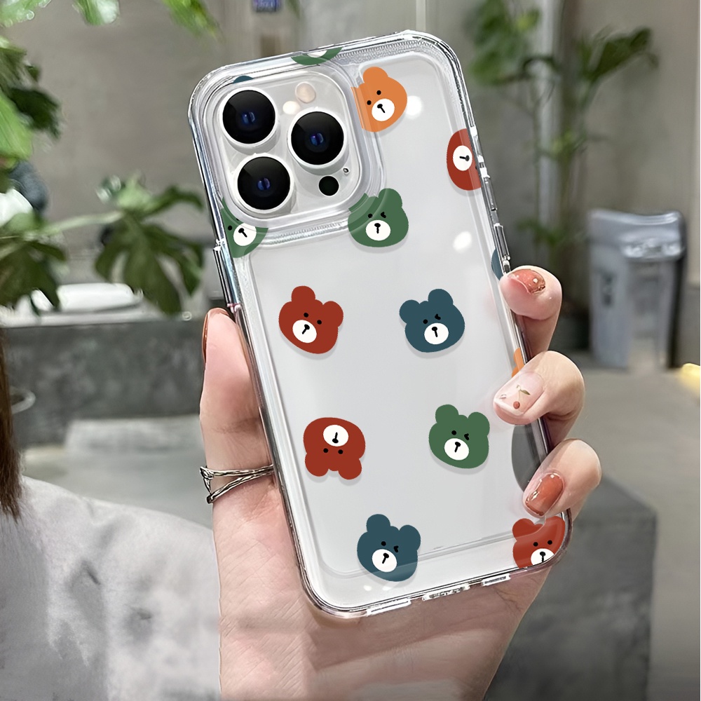 Ốp Điện Thoại Trong Suốt In Hình Gấu Cho iphone 14 pro max 11 13 12 7 8 Plus X XR XSMax