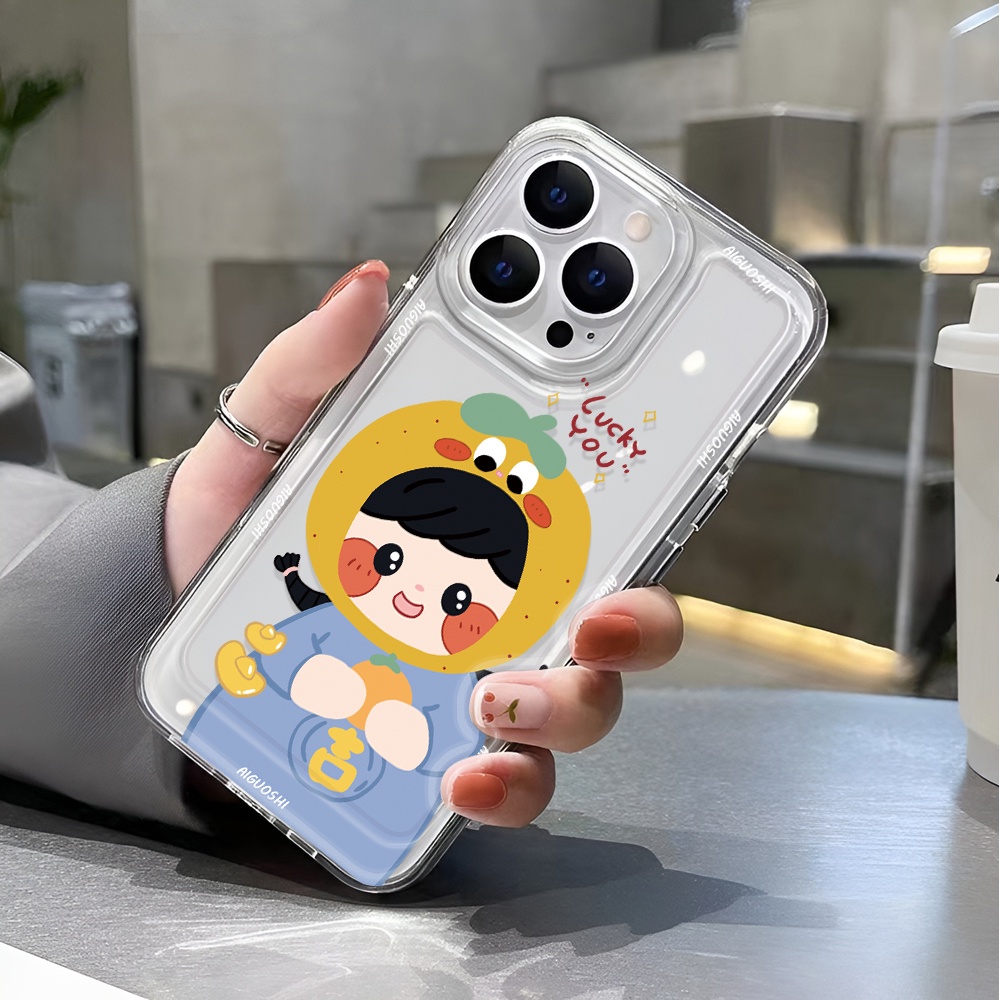 Ốp Điện Thoại Trong Suốt In Hình Quả Cam May Mắn Cho iphone 14 pro max 11 13 12 7 8 Plus X XR XSMax