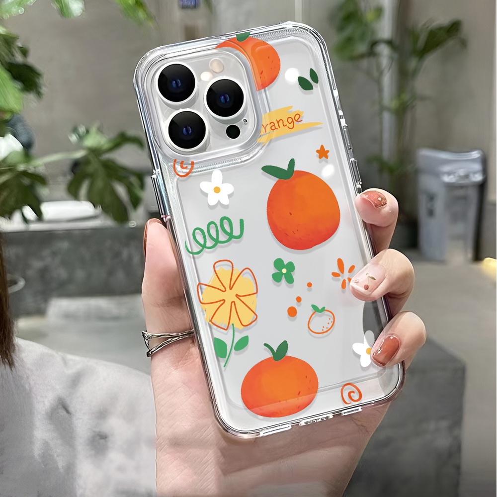 Ốp Điện Thoại Trong Suốt In Hình Quả Cam Cho iphone 14 pro max 11 13 12 7 8 Plus X XR XSMax