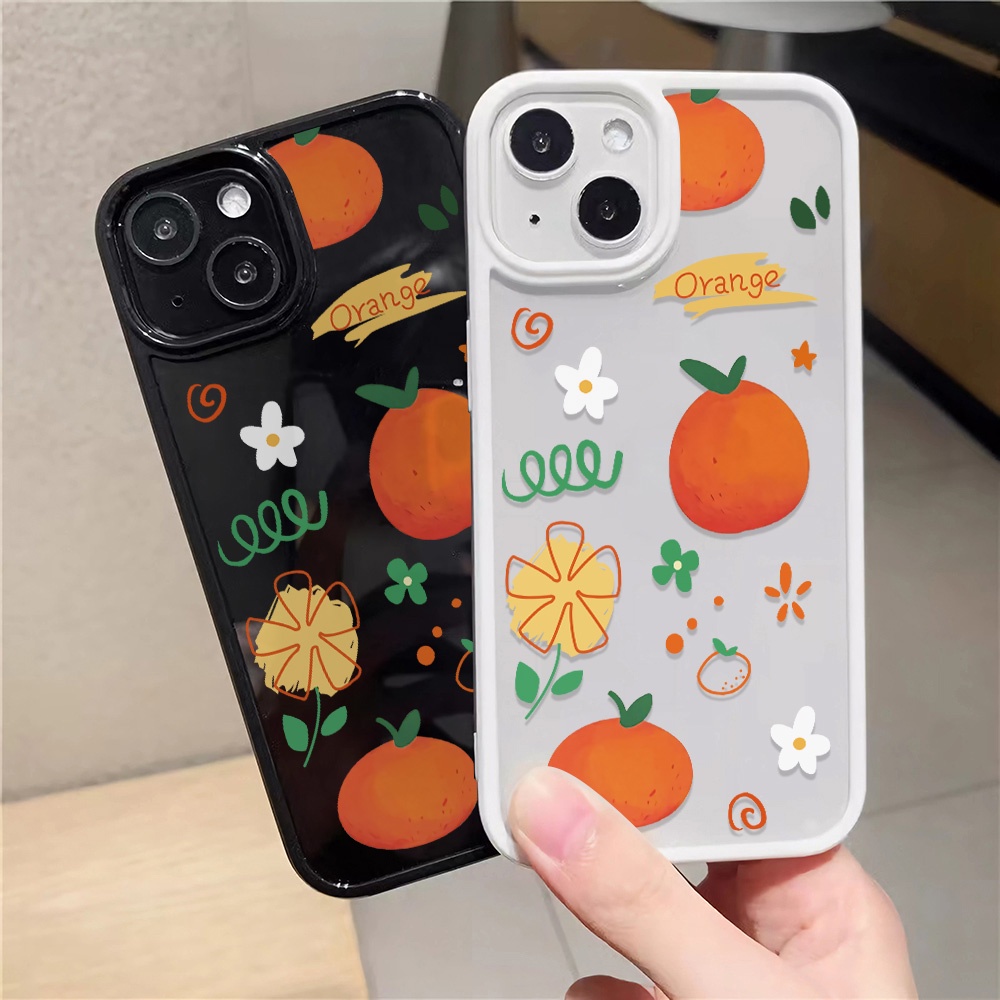 Ốp Điện Thoại Nhựa Acrylic Cứng Trong Suốt Hình Hoa Quả Cam Cho iphone 14 pro Max 11 13 12 7Plus 8 X XS Max
