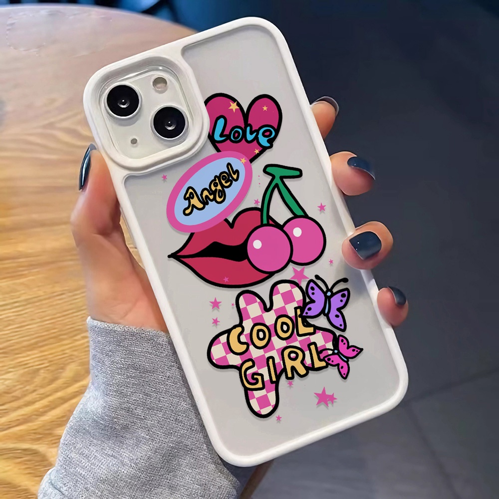 Ốp Điện Thoại Nhựa Acrylic Cứng Trong Suốt Hình Môi cherry Cho iphone 14 pro Max 11 13 12 7Plus 8 X XS Max