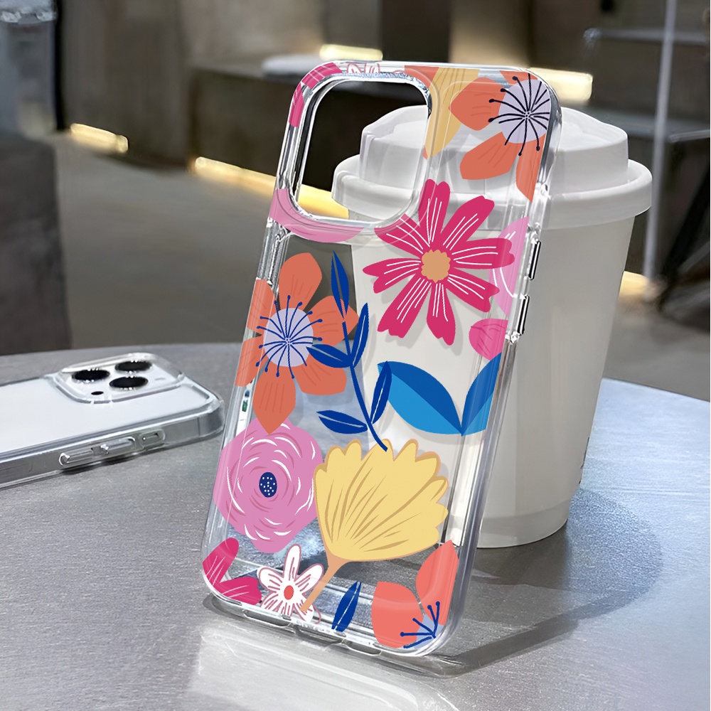 Ốp Điện Thoại Trong Suốt Họa Tiết Hoa Hoạt Hình Cho iphone 14 pro max 11 13 12 7 8 Plus X XR XSMax