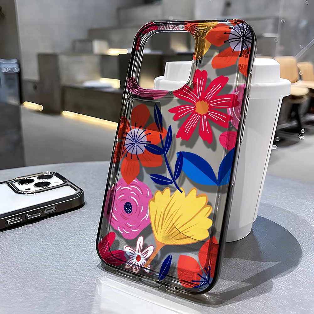 Ốp Điện Thoại Trong Suốt Họa Tiết Hoa Hoạt Hình Cho iphone 14 pro max 11 13 12 7 8 Plus X XR XSMax
