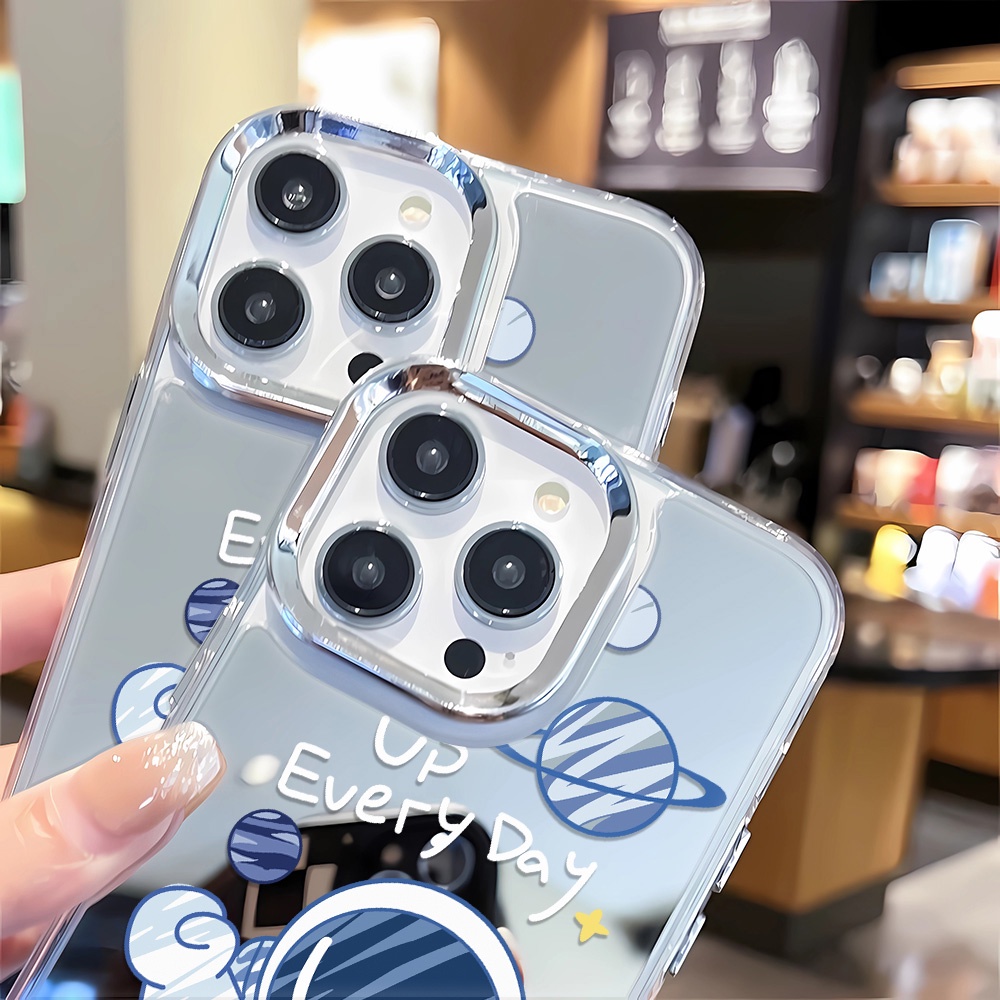 Ốp Điện Thoại Tráng Gương In Hình Phi Hành Gia Hoạt Hình Cho iphone 14 pro max 11 12 13 8 7 Plus X XR XSMax