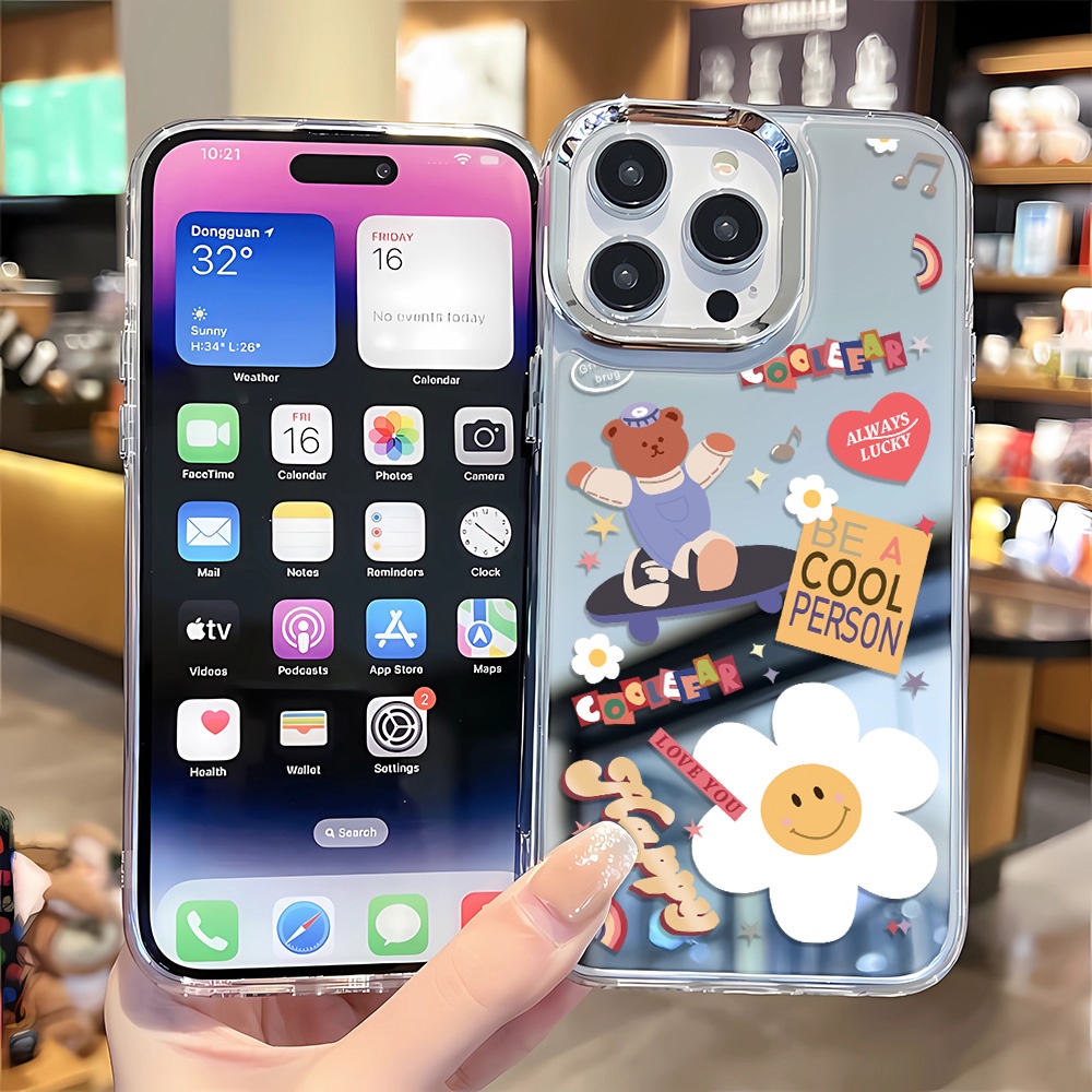 Ốp Điện Thoại Tráng Gương Họa Tiết Hoa Hướng Dương Cho iphone 14 pro max 11 12 13 8 7 Plus X XR XSMax