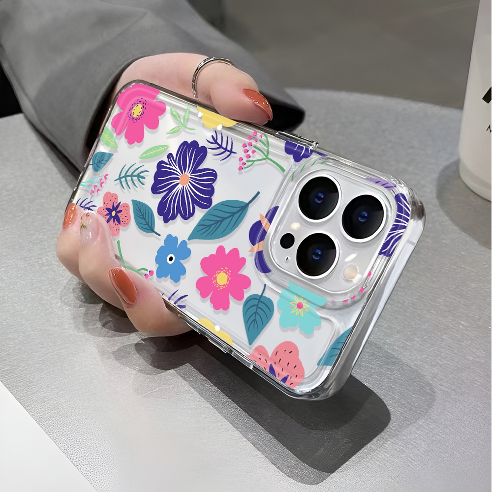 Ốp Điện Thoại Trong Suốt In Hình Hoa Lá Thời Trang Cho iphone 14 pro max 11 13 12 7 8 Plus X XR XSMax