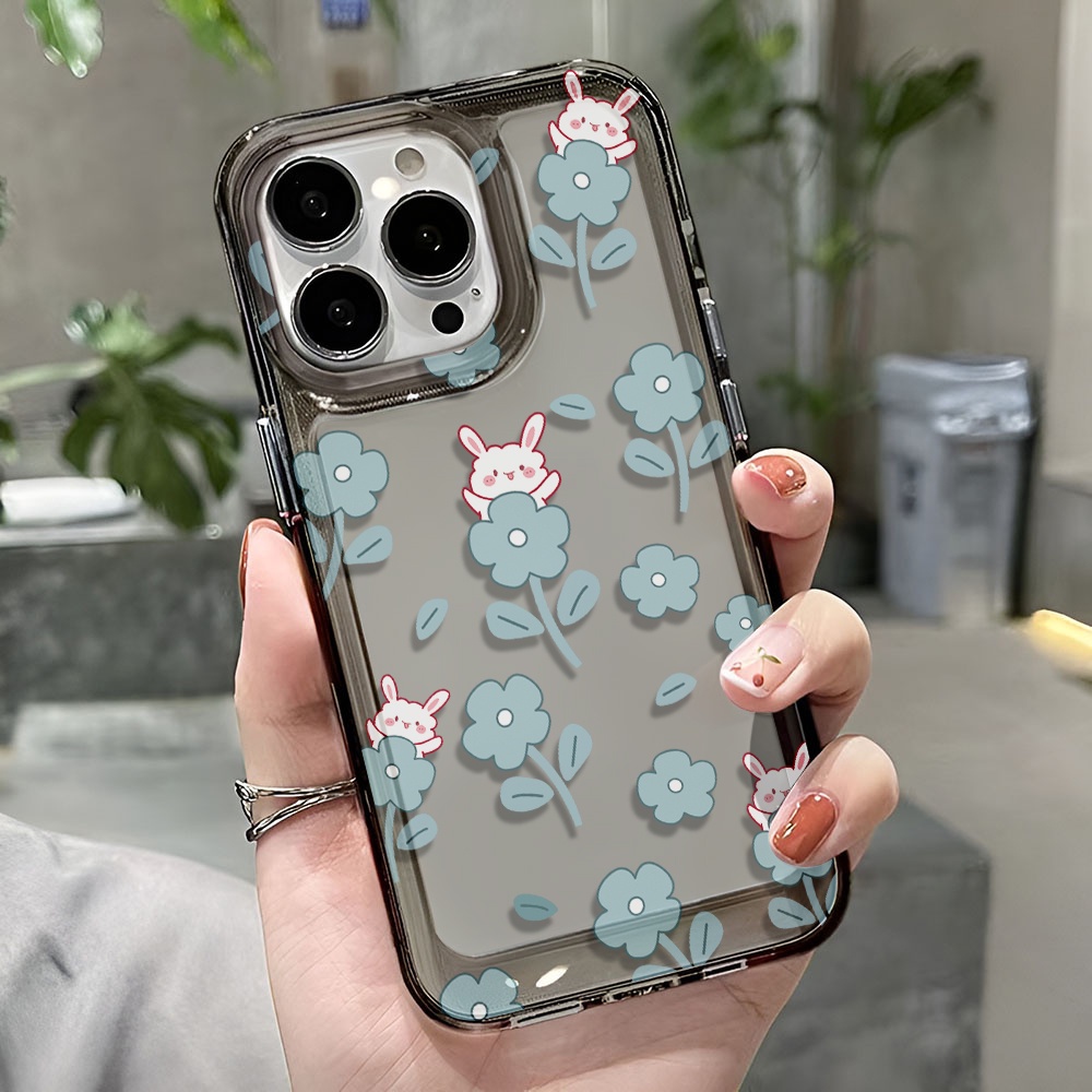 Ốp Điện Thoại Trong Suốt In Hình Thỏ Hoa Hoạt Hình Cho iphone 14 pro max 11 13 12 7 8 Plus X XR XSMax