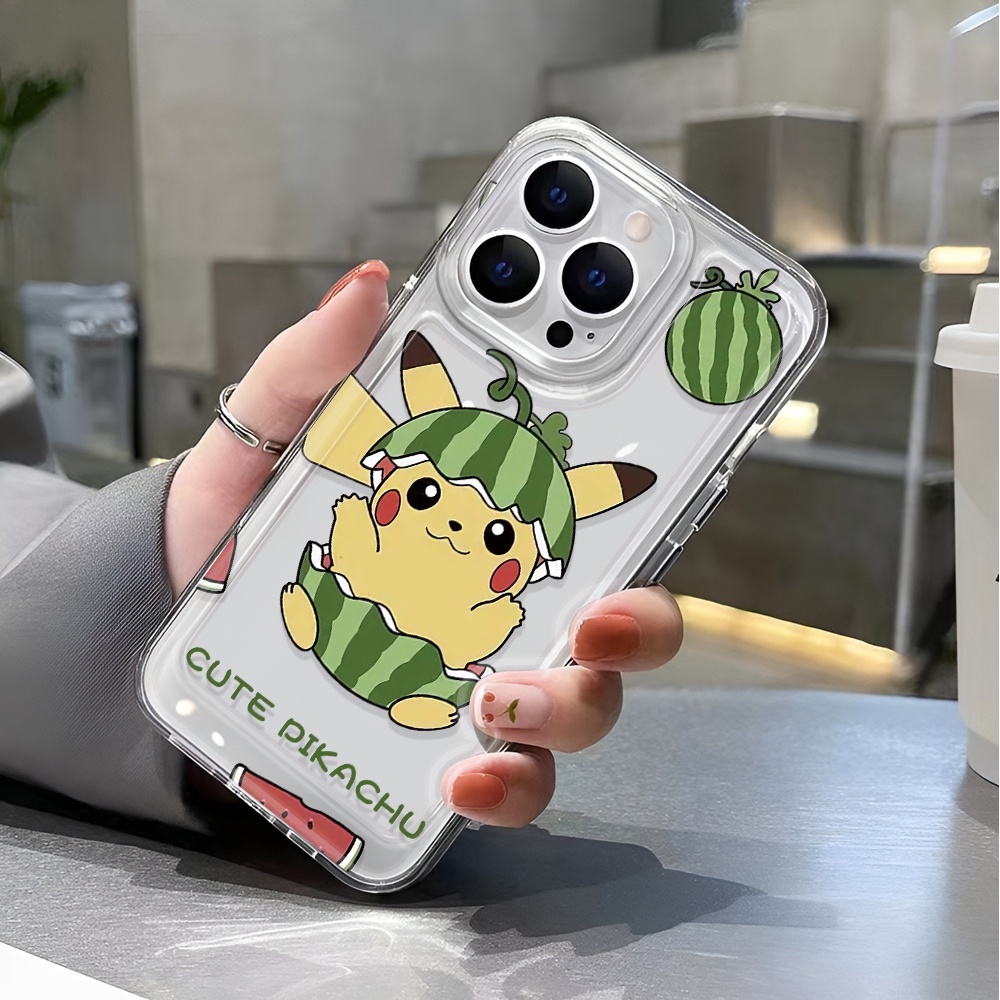 Ốp Điện Thoại Trong Suốt Họa Tiết Dưa Hấu / Pikachu Dễ Thương Cho iphone 14 pro max 11 13 12 7 8 Plus X XR XSMax
