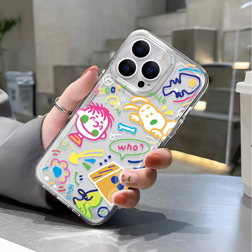 Ốp Điện Thoại Trong Suốt Họa Tiết Hoạt Hình Snoopy Doodle Cho iphone 14 pro max 11 13 12 7 8 Plus X XR XSMax