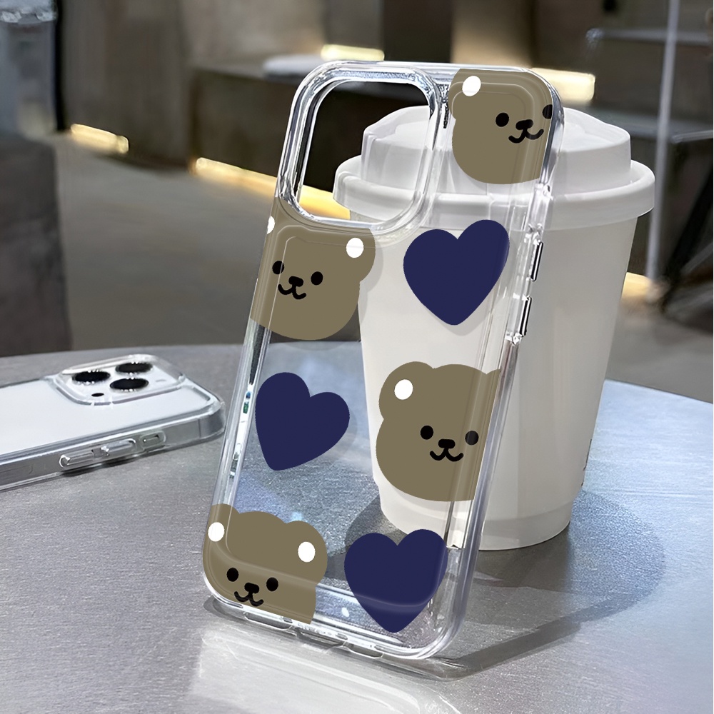 Ốp Điện Thoại Trong Suốt In Hình Gấu Cho iphone 14 pro max 11 13 12 7 8 Plus X XR XSMax