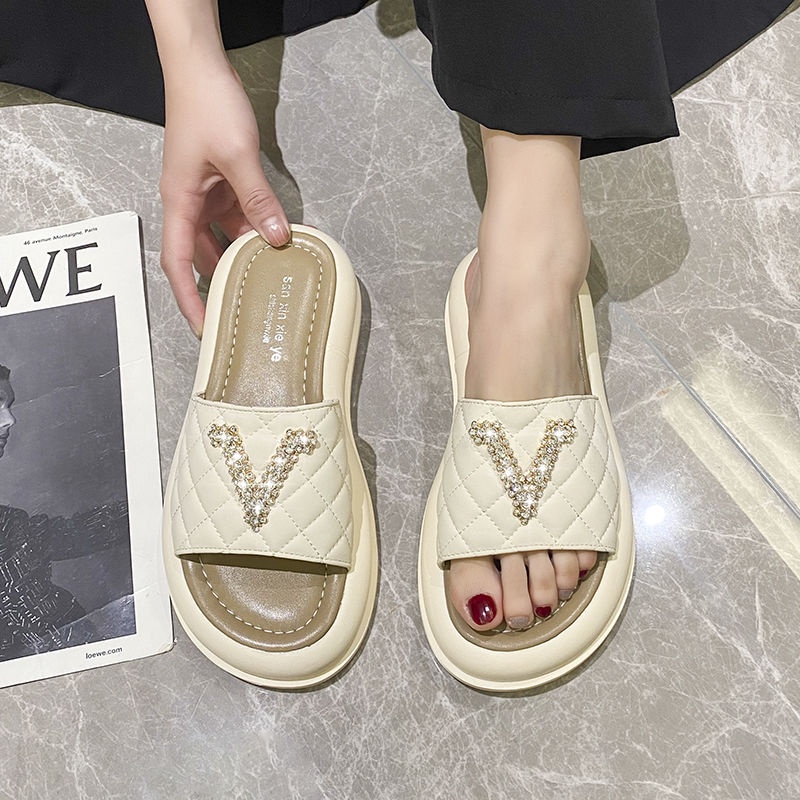 [Hàng Có Sẵn Giao Hàng Nhanh] Dép Xỏ Ngón Mùa Hè 2023 Đính Kim Cương Giả Thời Trang Dễ Phối Đồ Thoáng Khí Cho Nữ