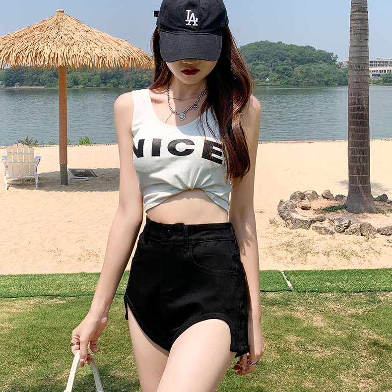 [Hàng Có Sẵn Giao Hàng Nhanh] Quần Short Denim Dáng Chữ a Lưng Cao Phong Cách Mới 2023