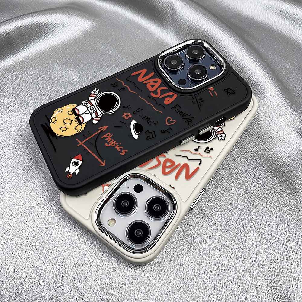 Ốp Điện Thoại Silicone Khung Kim Loại In Hình Phi Hành Gia Hoạt Hình Cho iphone 14ProMax 11 13 12 7Plus 8 X XS Max