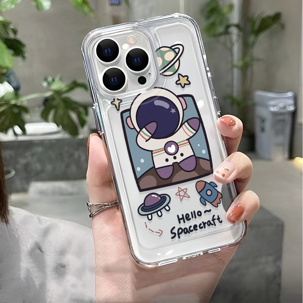Ốp Điện Thoại Trong Suốt Chống Sốc In Hình Phi Hành Gia Hoạt Hình Cho iphone 14 pro max 11 13 12 7 8 Plus X XR XSMax