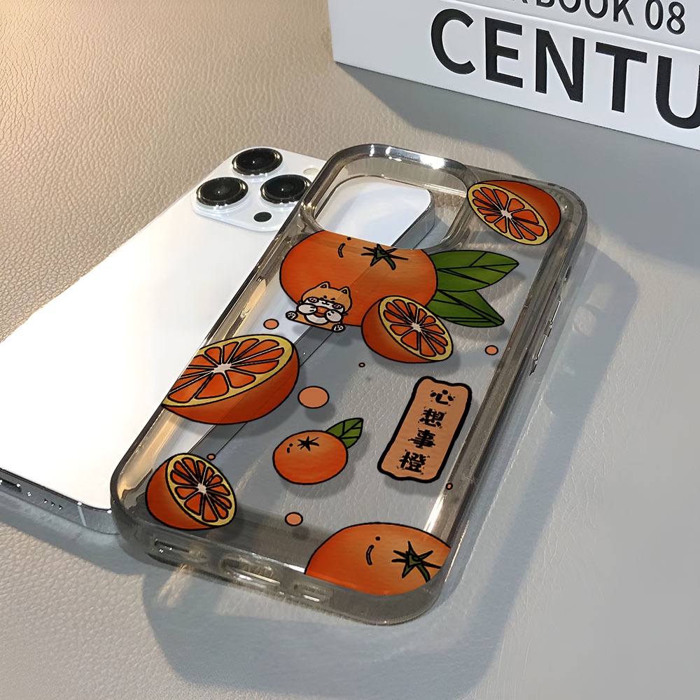 Ốp Điện Thoại Trong Suốt Họa Tiết Trái Cam Chống Sốc Cho iphone 14 pro max 11 13 12 7 8 Plus X XR XSMax