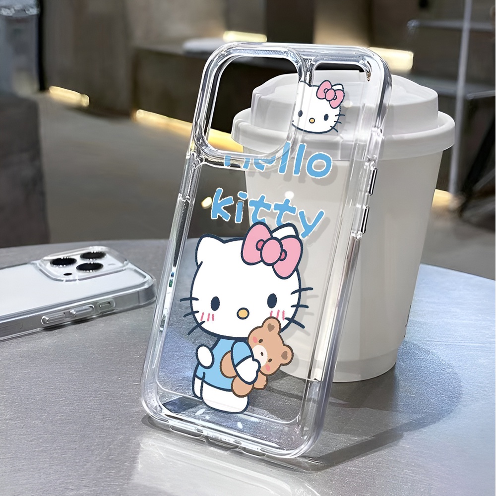 Ốp Điện Thoại Trong Suốt In Hoạt Hình Hello Kitty Gấu Cho iphone 14 pro max 11 13 12 7 8 Plus X XR XSMax