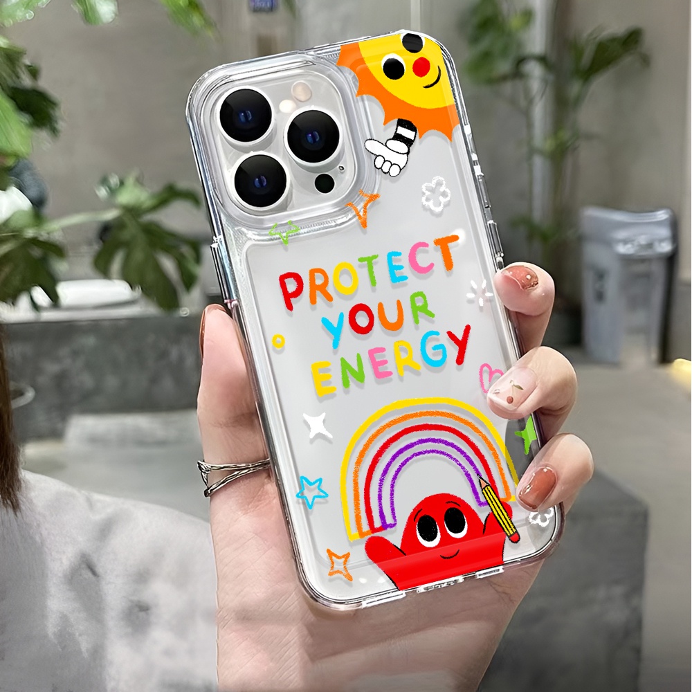 Ốp Điện Thoại Trong Suốt Chống Sốc Họa Tiết Cầu Vồng Cho iphone 14 pro max 11 13 12 7 8 Plus X XR XSMax