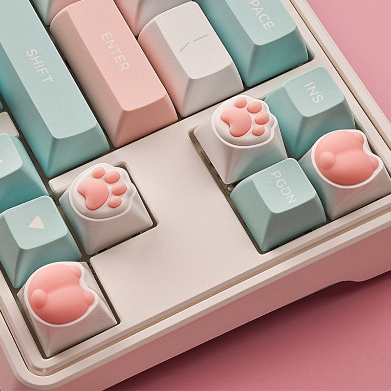 Osid keycap Bàn Phím Cơ Bằng Silicon Mềm Đàn Hồi Hình Bàn Chân Mèo Màu Hồng Dễ Thương Silicon Mềm Mại 7.14