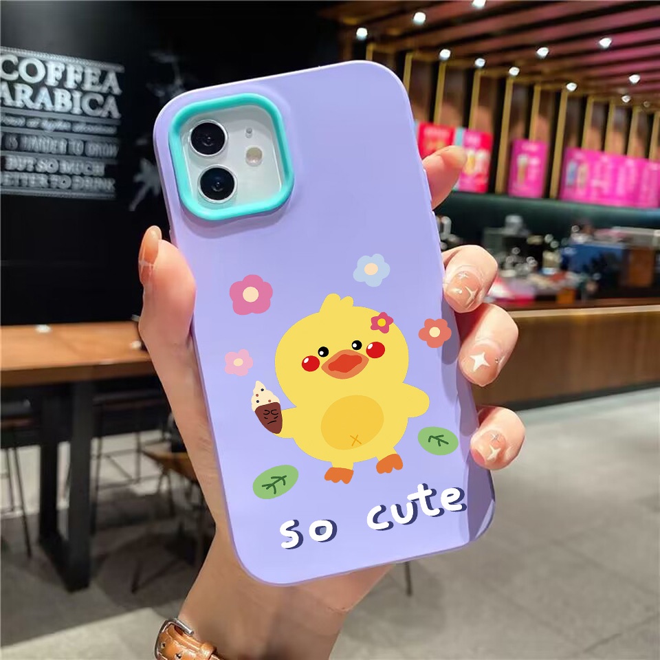 Ốp Điện Thoại silicon Dẻo Hình Chú Vịt Và Kem 3 Trong 1 Cho iPhone 14Promax 13 12 11 7Plus X XR
