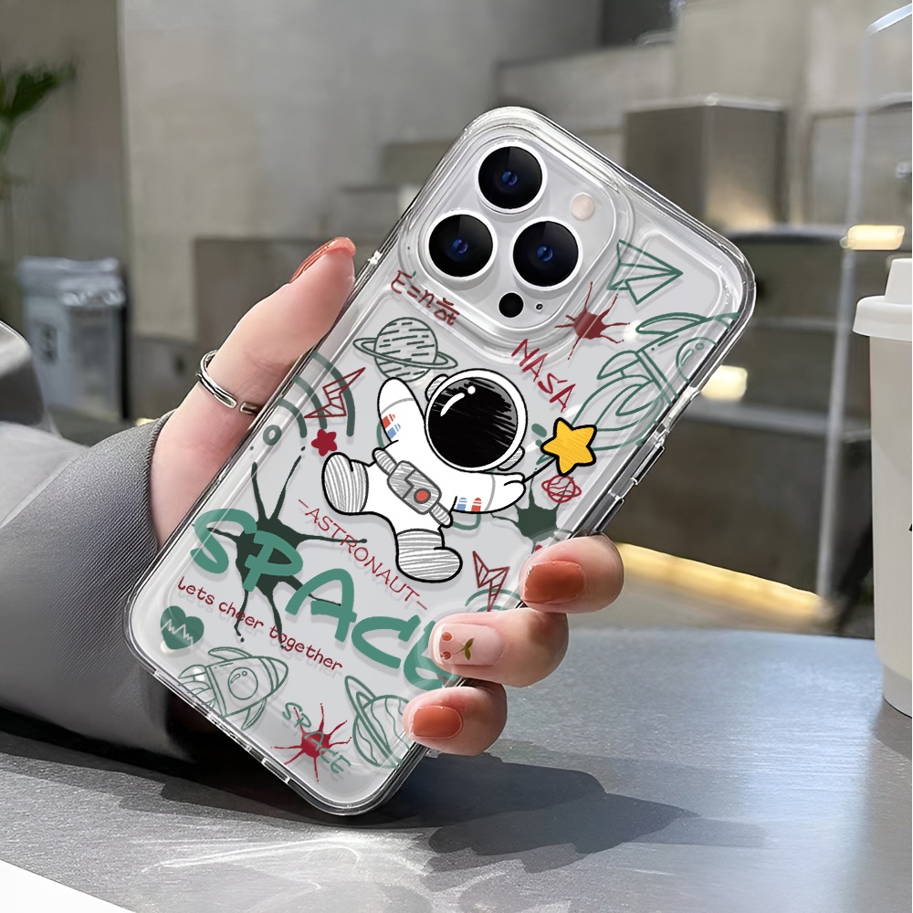 Ốp Điện Thoại Trong Suốt Chống Sốc In Hình Phi Hành Gia Cho iphone 14 pro max 11 13 12 7 8 Plus X XR XSMax
