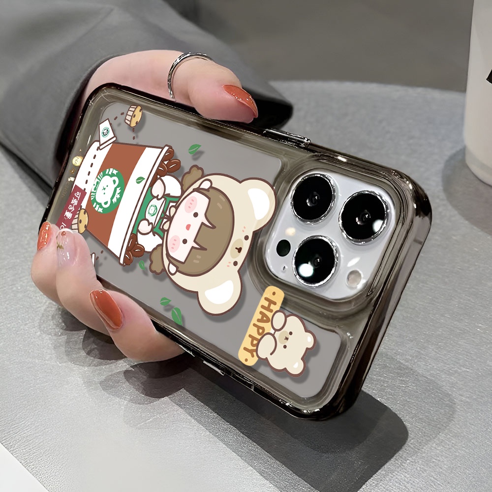 Ốp Điện Thoại Trong Suốt Chống Sốc In Hình Cô Gái Uống Cà Phê Cho iphone 14 pro max 11 13 12 7 8 Plus X XR XSMax