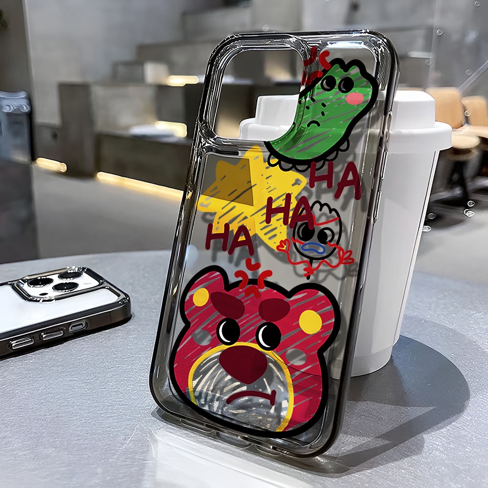 Ốp Điện Thoại Trong Suốt Họa Tiết Gấu / Dâu Tây Kiểu Graffiti Chống Sốc Cho iphone 14 pro max 11 13 12 7 8 Plus X XR XSMax