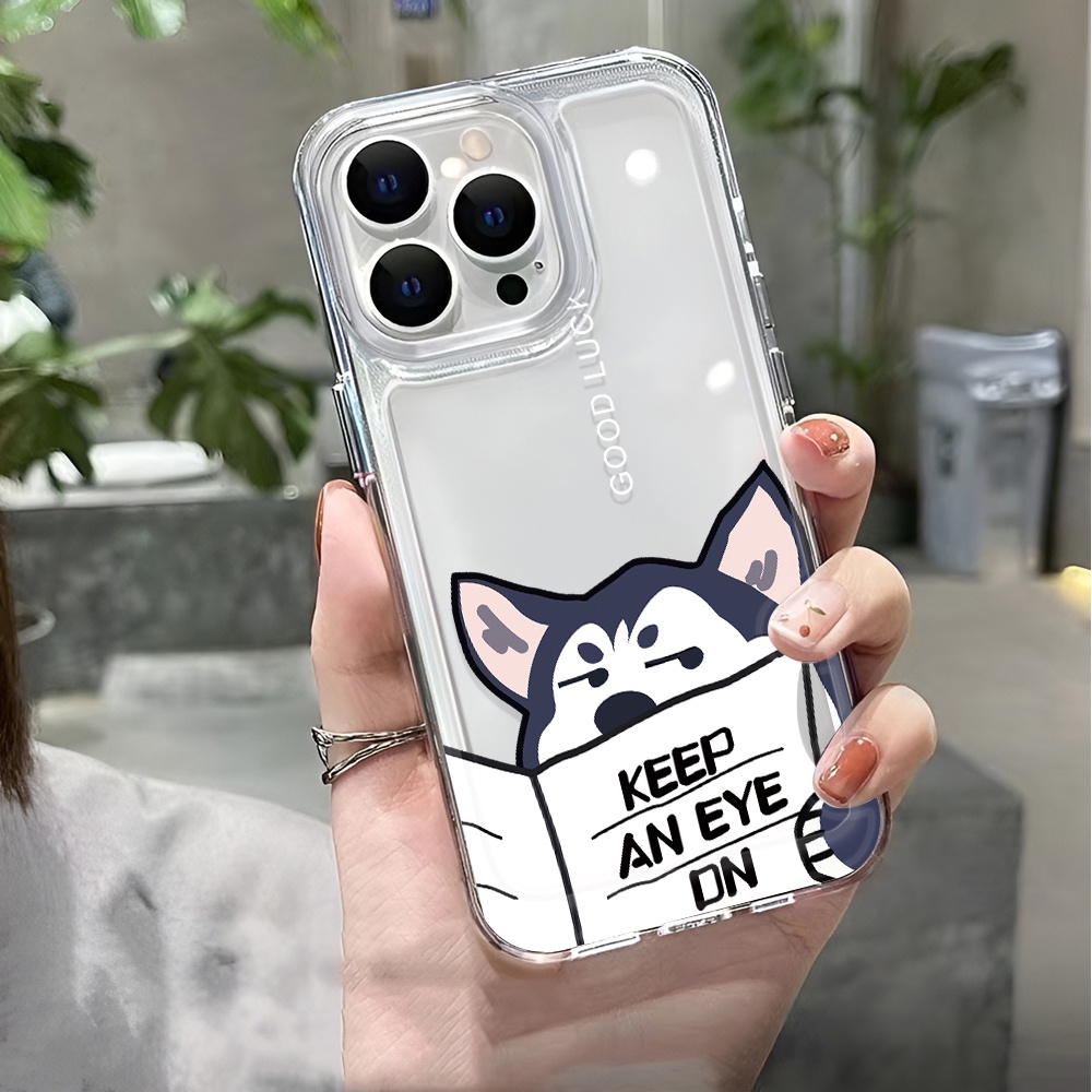 Ốp Điện Thoại Trong Suốt Chống Sốc Họa Tiết Chú Chó Đọc Báo Cho iphone 14 pro max 11 13 12 7 8 Plus X XR XSMax
