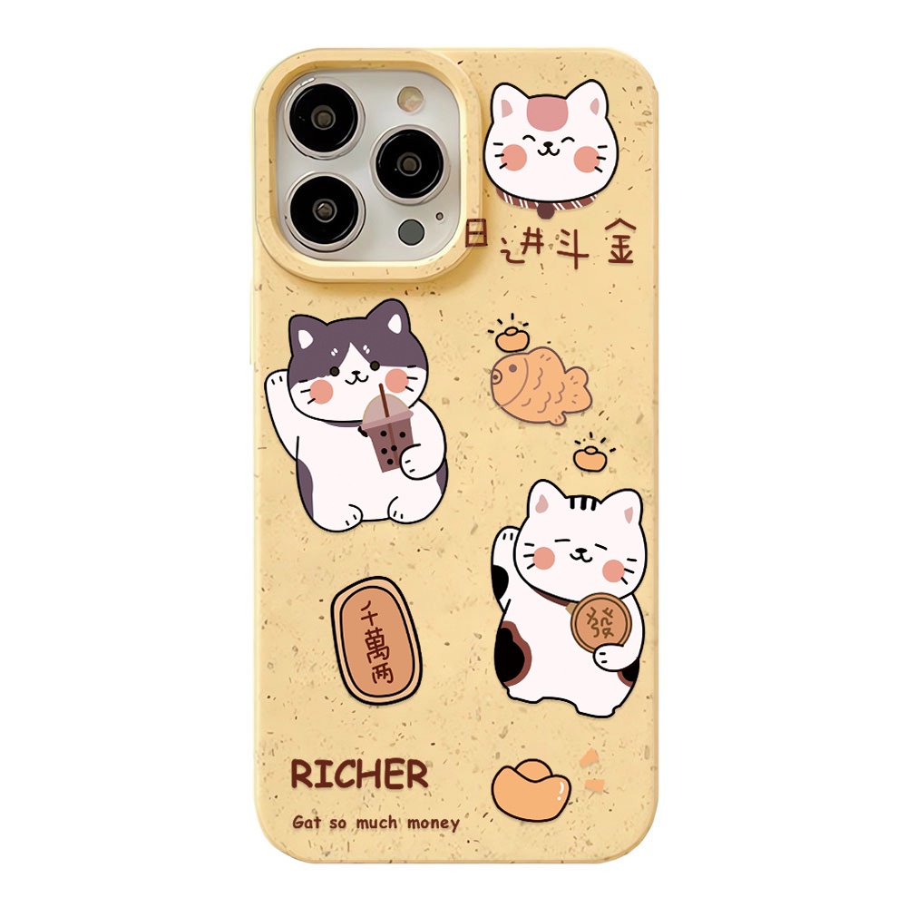 Ốp Điện Thoại Chống Sốc Hình Mèo May Mắn Cho iphone 14 pro max 11 13 12 7 8 Plus X XR XSMax