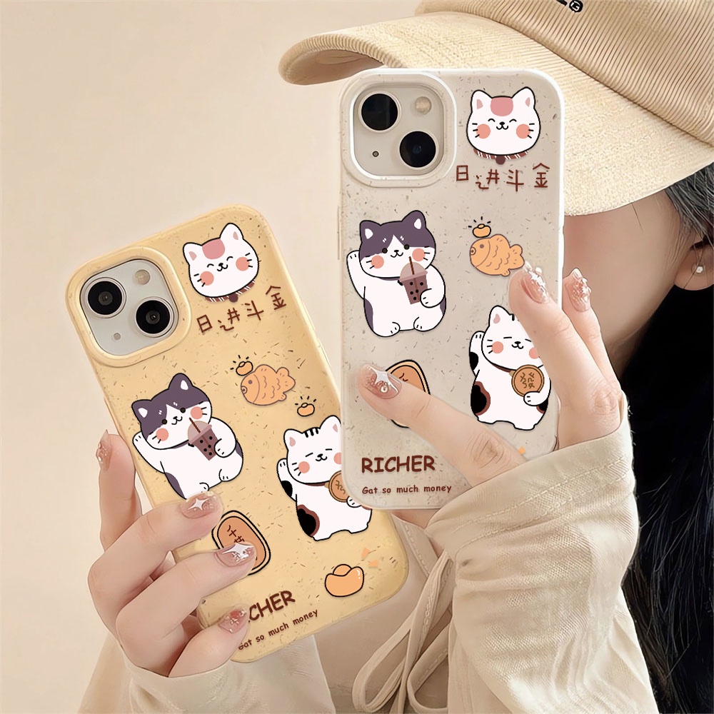 Ốp Điện Thoại Chống Sốc Hình Mèo May Mắn Cho iphone 14 pro max 11 13 12 7 8 Plus X XR XSMax