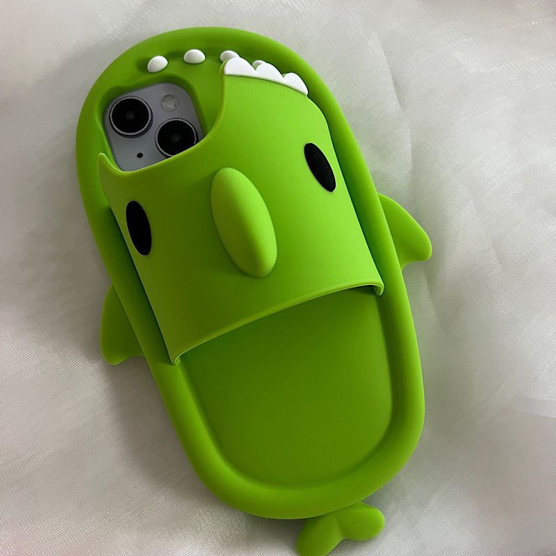 Ốp Điện Thoại Silicon Hình Dép Tông Xanh Lá Hoạt Hình Vui Nhộn Cho iPhone 14 12promax / 11 13pro / 12