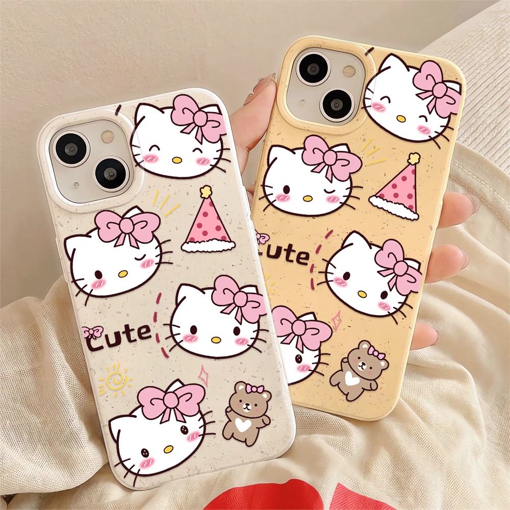 Ốp Điện Thoại Tpu In Hình Gấu hello kitty Màu Trắng Cho iphone 14promax 11 13 12 7 8 Plus X XR XSMax