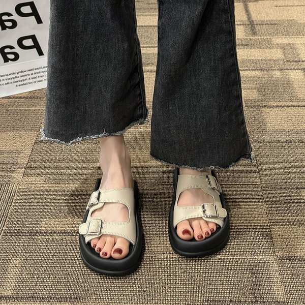 Giày Sandal Đế Dày Phối Khóa Phong Cách Roman