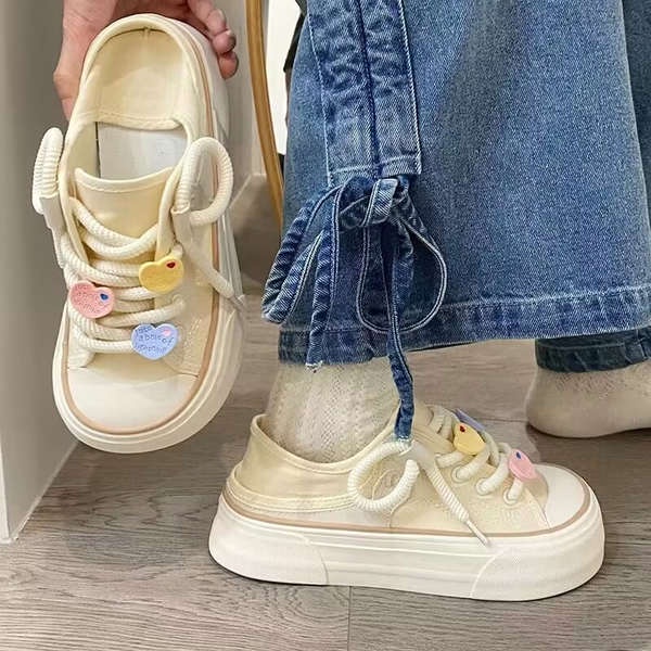 Giày Canvas Họa Tiết Trái Tim Dễ Thương Thời Trang Mùa Hè 2023