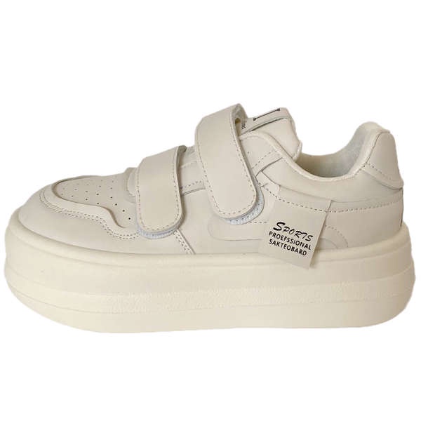 Giày đế bằng bánh mì tăng chiều cao đầu to đế dày Velcro giày sneaker nữ