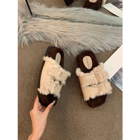 Dép bông phụ nữ dép lông vũ cổ điển mặc bên ngoài phụ nữ mùa hè 2023 phong cách mới cảm giác cao cấp