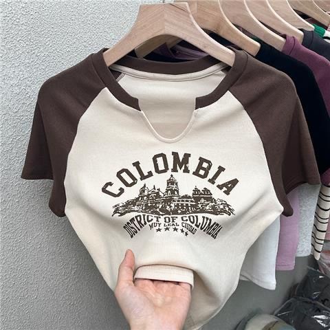 Áo Croptop Tay Ngắn Thiết Kế Mới Thời Trang Mùa Hè Theo Phong Cách Mỹ Cho Nữ