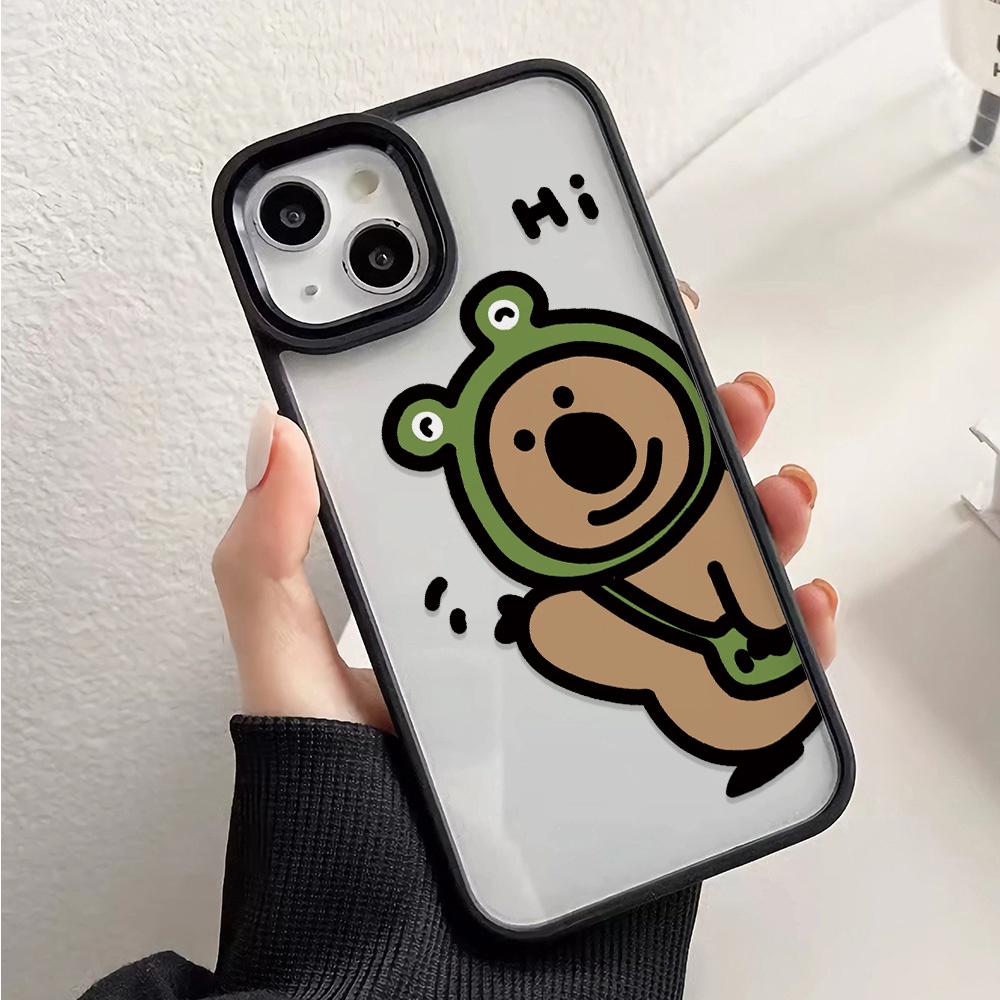 Ốp Điện Thoại Nhựa Acrylic Cứng Trong Suốt Hình Gấu / Ếch Cho iphone 14promax 11 13 12 7Plus 8 X XS Max