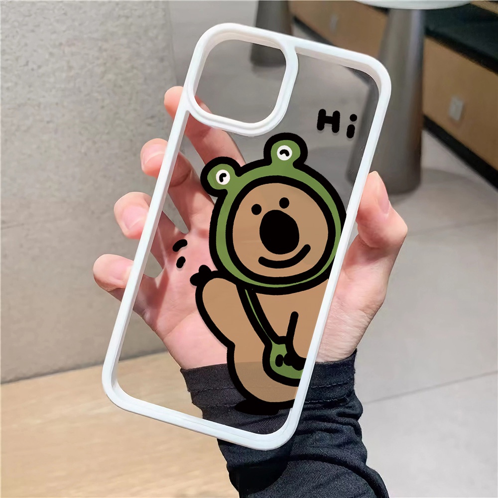 Ốp Điện Thoại Nhựa Acrylic Cứng Trong Suốt Hình Gấu / Ếch Cho iphone 14promax 11 13 12 7Plus 8 X XS Max