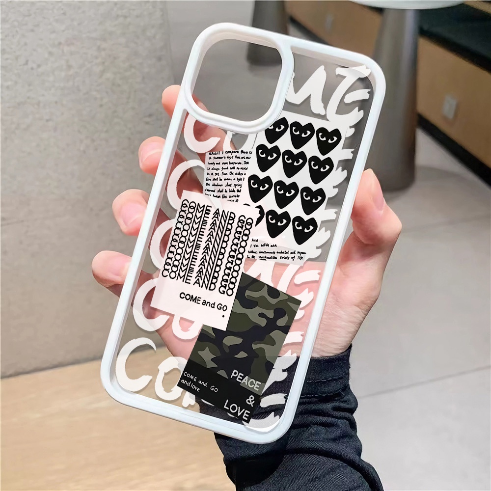 Ốp Điện Thoại Acrylic Cứng Trong Suốt Họa Tiết Trái Tim Màu Đen Cho iphone 14promax 11 13 12 7Plus 8 X XS Max