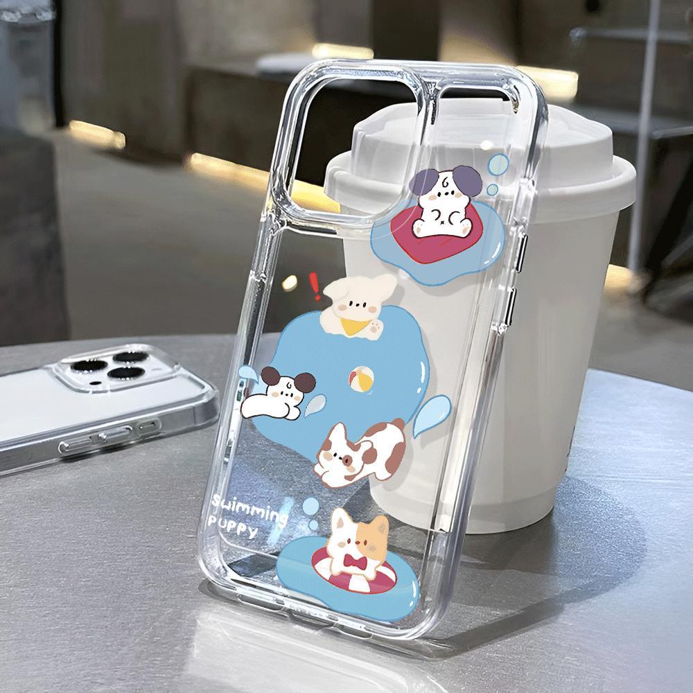 Ốp Điện Thoại Trong Suốt Hình Gấu Bơi Lội Cho iphone 14promax 13 12 11 7Plus 7 8 Plus X XR XSMax