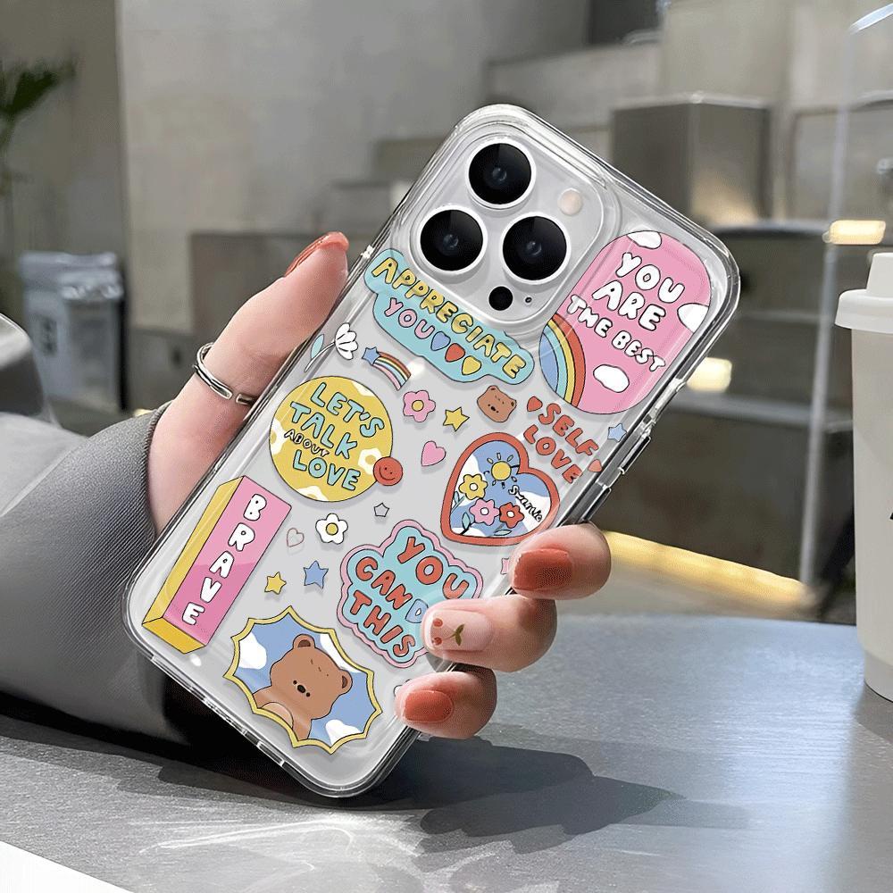 Ốp Điện Thoại Trong Suốt In Hình Gấu Cho iphone 14promax 13 12 11 7Plus 7 8 Plus X XR XSMax