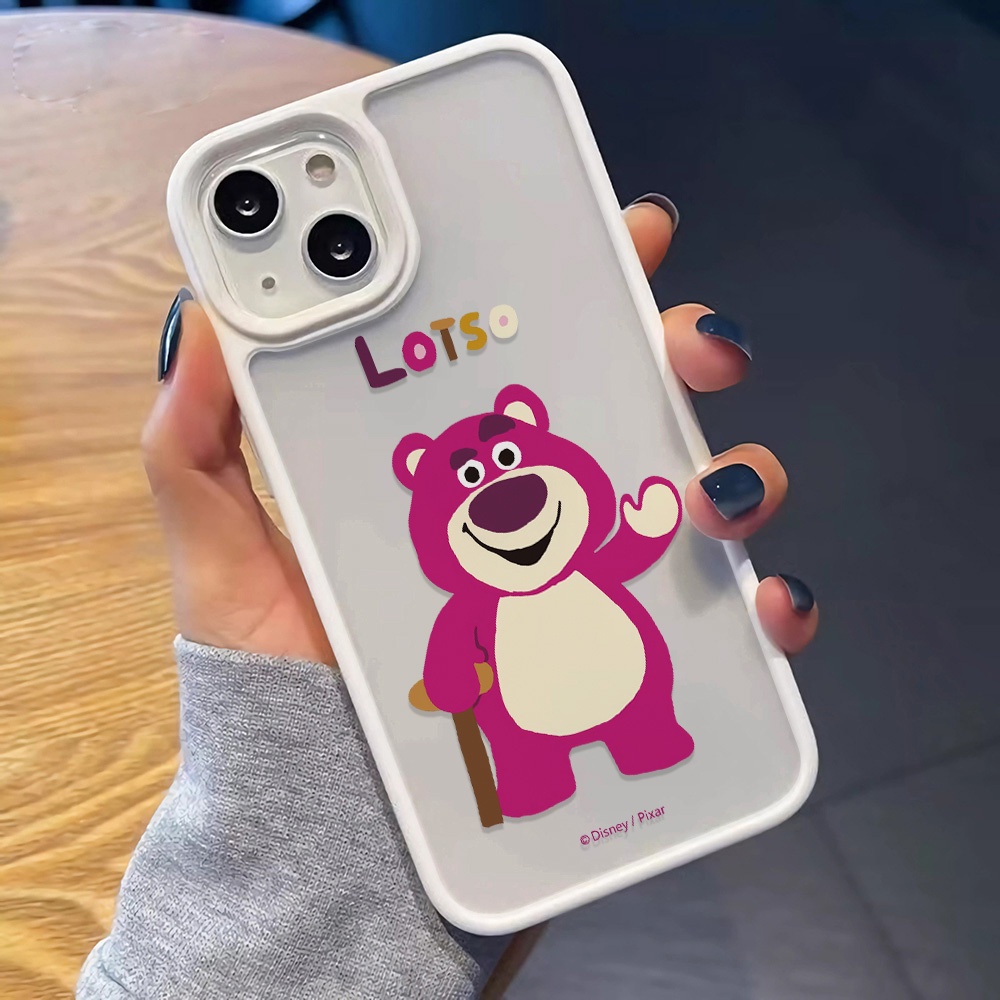 Ốp Điện Thoại Acrylic Cứng Trong Suốt Họa Tiết Gấu Và Dâu Tây Dễ Thương Cho iphone 14 pro Max 11 13 12 7Plus 8 X XS Max