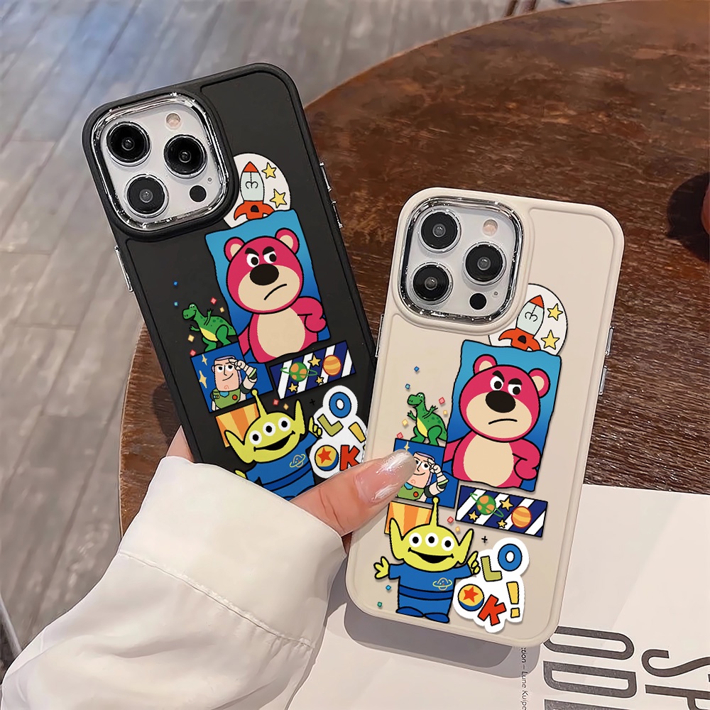 Ốp Điện Thoại Silicone Khung Kim Loại In Hình Người Ngoài Hành Tinh Lotso Cho iphone 14ProMax 11 13 12 7Plus 8 X XS Max