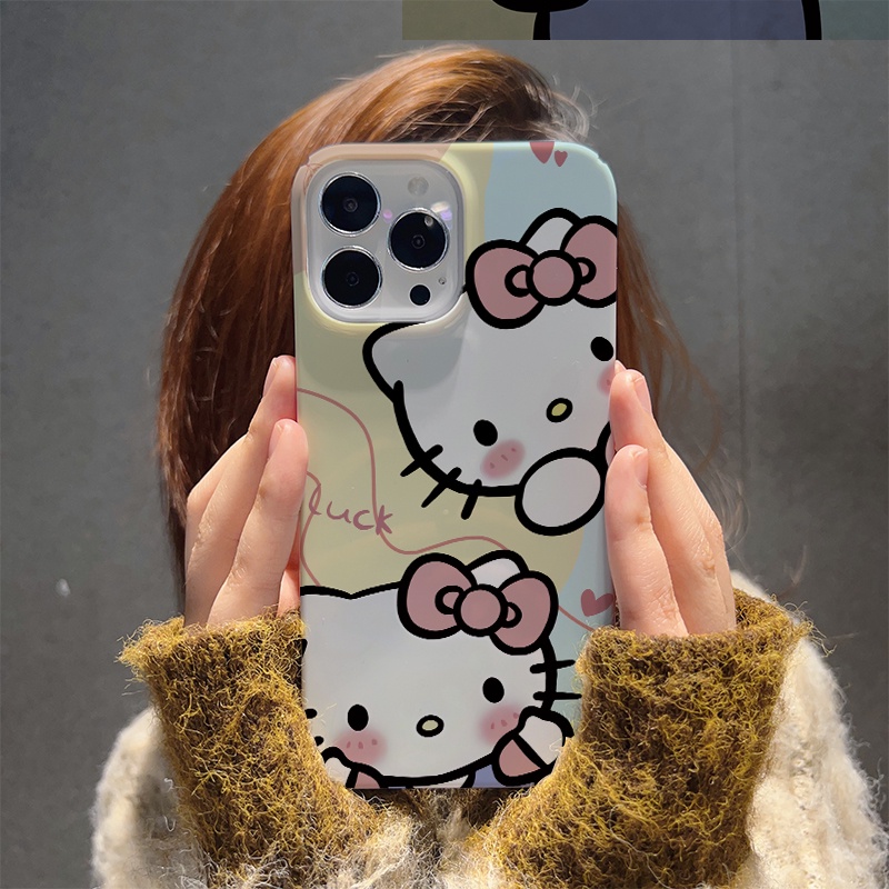 Ốp Điện Thoại Cứng Chống Sốc In Hình Mèo Hello Kitty Cho iphone 14 pro Max 11 13 12 7Plus 8 X XS Max