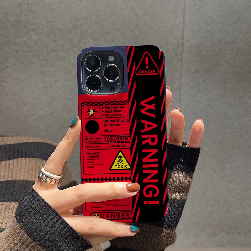 Ốp Điện Thoại Cứng Chống Sốc In Hình Nhãn Dán Cảnh Báo Thời Trang Cho iphone 14 pro Max 11 13 12 7Plus 8 X XS Max