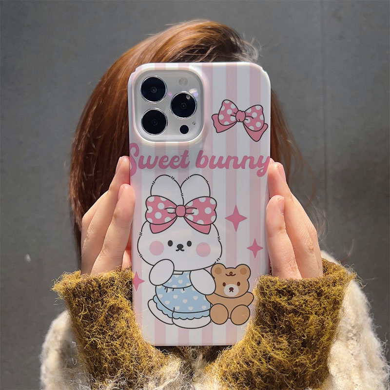 Ốp Điện Thoại Cứng Chống Sốc Hình Thỏ Và Gấu Cho iphone 14promax 11 13 12 7Plus 8 X XS Max