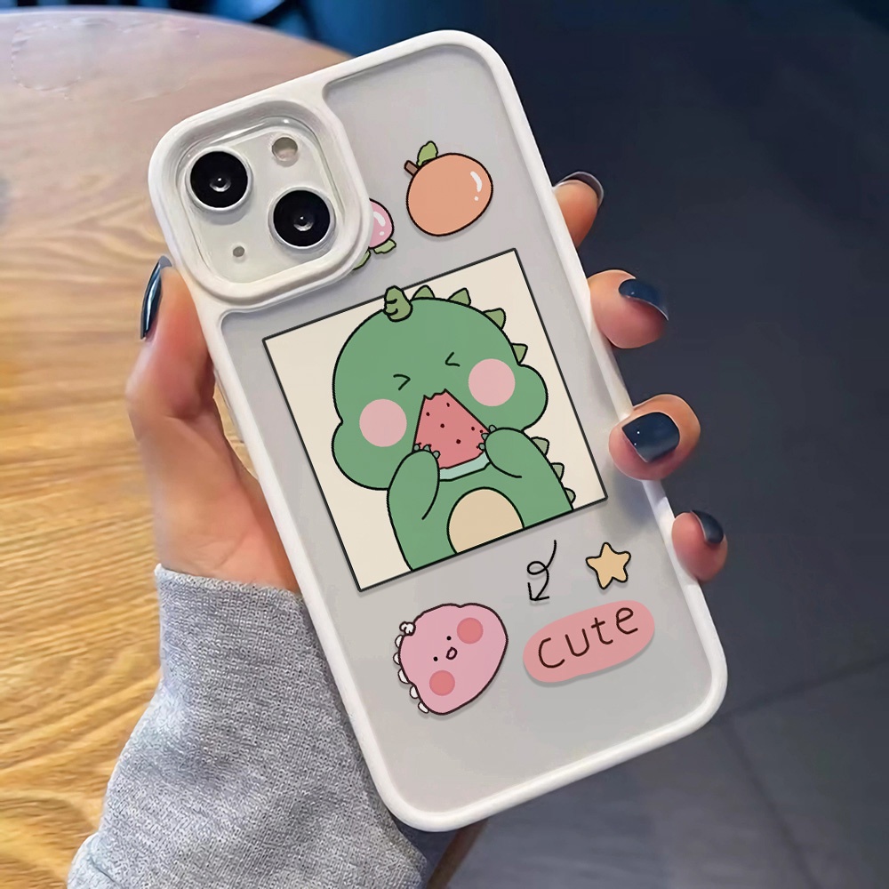 Ốp Điện Thoại Nhựa Acrylic Cứng Trong Suốt Hình Khủng Long / Dưa Hấu Cho iphone 14 pro Max 11 13 12 7Plus 8 X XS