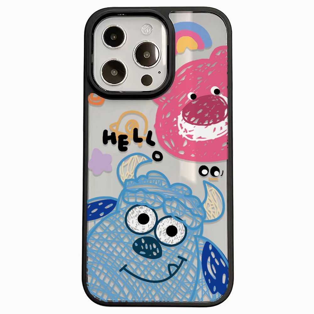 Ốp Điện Thoại Nhựa Acrylic Cứng Trong Suốt In Hình Quái Vật Lotso Đáng Yêu Cho iphone 14 pro Max 11 13 12 7Plus 8 X XS Max