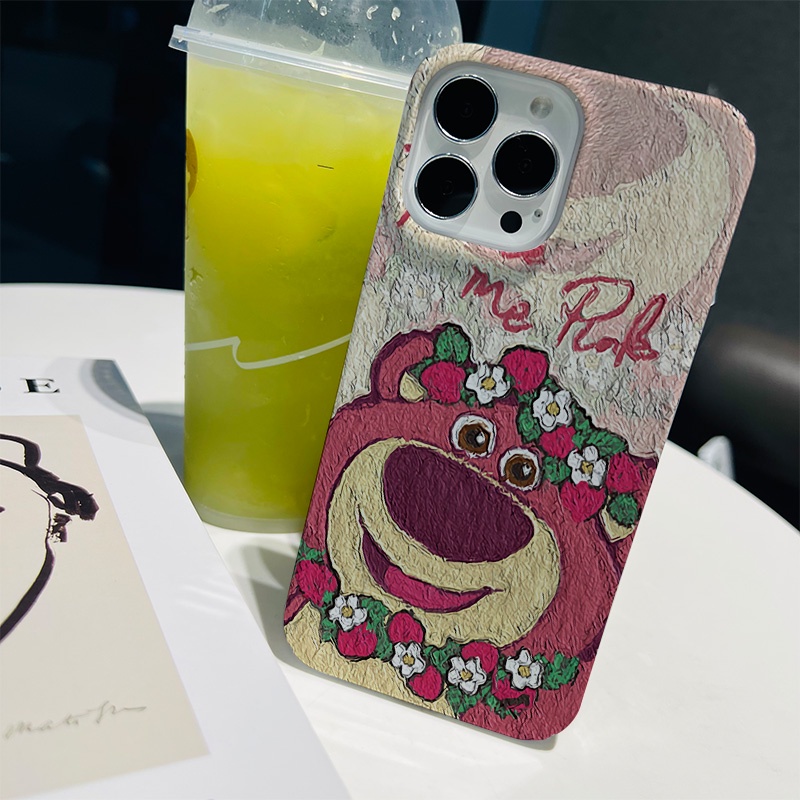 Ốp Điện Thoại Cứng Chống Sốc Hình Gấu Dâu Tây Cho iphone 14 pro Max 11 13 12 7Plus 8 X XS Max