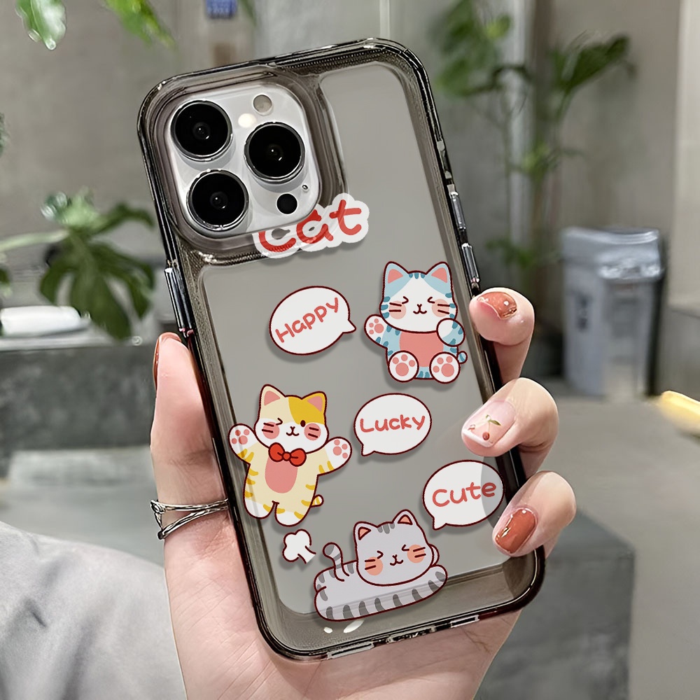 Ốp Điện Thoại Trong Suốt In Hình Mèo May Mắn Cho iphone 14 pro max 11 13 12 7 8 Plus X XR XSMax